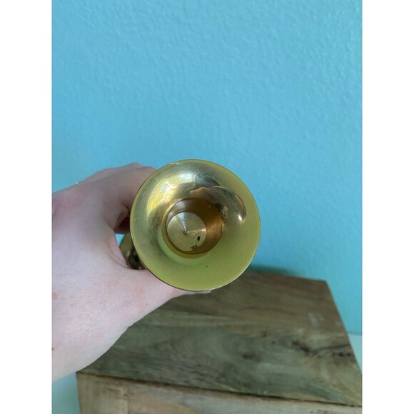 Made in India Vintage Brass Candle Stick Holders Set of 2 - Picture 7 of 12